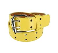 CTM Kids' 25 mm Wide Leather Two Hole Jean Belt, Xlarge, Yellow