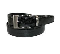 CTM Leather Croc Print Dress Belt with Clamp On Buckle, 32, Black