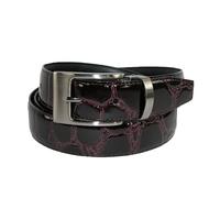 CTM Leather Croc Print Dress Belt with Clamp On Buckle, 32, Burgundy