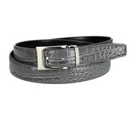 CTM Leather Croc Print Dress Belt with Clamp On Buckle, 36, Light Grey