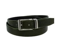 CTM Leather Croc Print Dress Belt with Clamp On Buckle, 40, Olive