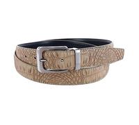 CTM Leather Matte Reversible Croc Print Clamp on Buckle Belt, 32, Taupe
