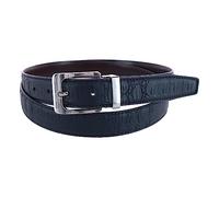 CTM Leather Matte Reversible Croc Print Clamp on Buckle Belt, 34, Black