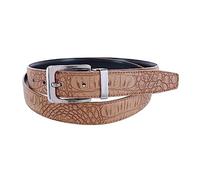 CTM Leather Matte Reversible Croc Print Clamp on Buckle Belt, 34, Tan