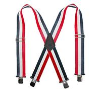 CTM Men's 2 Inch Wide Non-Elasticized Construction Clip-End Braces, Red, White, and Navy Stripe