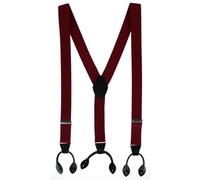 CTM Men's 35mm Wide Pin Dot Y-Back Button-End Braces, Burgundy