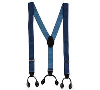 CTM Men's 35mm Wide Pin Dot Y-Back Button-End Braces, Navy Blue