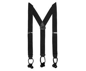 CTM Men's Big & Tall Elastic Button End Dress Suspenders with Silver Hardware - black - One size