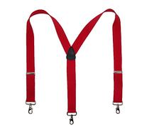 CTM® Men's Big & Tall Elastic Solid Color Y-Back Suspender with Swivel Hook Ends, Red, Silver