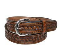 CTM Men's Big & Tall Leather Western Belt with Removable Buckle, 50, Brown