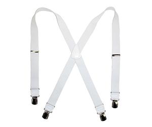 CTM Men's Elastic Anti Slip Pin Clip Braces with Leather Drop Tabs, White