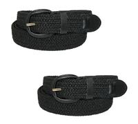 CTM Men's Elastic Braided Belt with Covered Buckle (Pack of 2), Large, Black