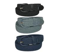 CTM Men's Elastic Braided Stretch Belt (Pack of 3 colours), Large, Black Grey Navy