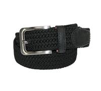 CTM Men's Elastic Braided Stretch Belt with Silver Buckle, XL 42-44, Black