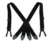 CTM Men's Elastic Button-End 2 Inch Fireman Braces, Black