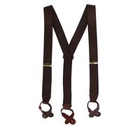 CTM Men's Elastic Button End Braces, Brown