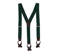 CTM Men's Elastic Button End Braces, Hunter Green