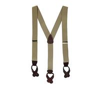 CTM Men's Elastic Button End Braces, Khaki