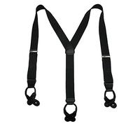 CTM Men's Elastic Button End Dress Brace with Bachelor Buttons, Black