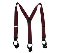 CTM Men's Elastic Button End Dress Brace with Bachelor Buttons, Burgundy