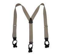 CTM Men's Elastic Button End Dress Brace with Bachelor Buttons, Khaki