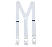 CTM Men's Elastic Button End Dress Braces with Silver Hardware, White