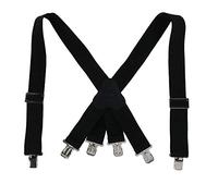 CTM Men's Elastic Clip-End 2 Inch Fireman Braces, Black