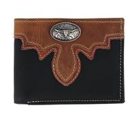 CTM Men's Leather Longhorn Concho Bifold Wallet, Black