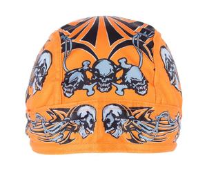 CTM Men's Orange Biker Skull Cap by Wootie
