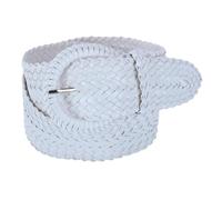 CTM Women's Braided Wide Belt with Matching Buckle, Small, White