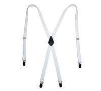 CTM Women's Elastic Clip-End 1/2 Inch Skinny Urban Braces, White