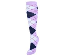 CTM Women's Fun Colored Argyle Plaid Knee High Socks (1 Pair), Purple
