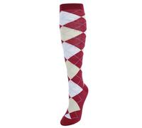 CTM Women's Fun Colored Argyle Plaid Knee High Socks (1 Pair), Red