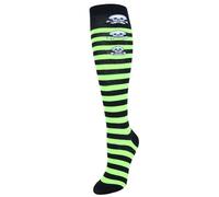 CTM Women's Gothic Skull Striped Knee-High Socks (1 Pair), Black and Green
