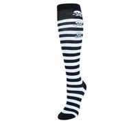 CTM Women's Gothic Skull Striped Knee-High Socks (1 Pair), Black and White