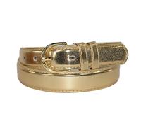 CTM Women's Leather 28.5 mm Metallic Dress Belt, Medium, Gold