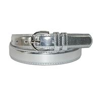 CTM Women's Leather 28.5 mm Metallic Dress Belt, Medium, Silver