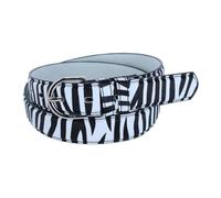 CTM Women's Leather 28.5 mm Zebra Print Dress Belt, Large, Black & White