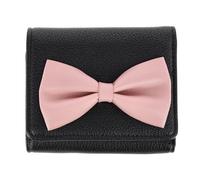 CTM Women's Premium Faux Leather Bow Accent Tri-Fold Wallet, Black with Pink Bow