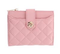 CTM Women's Premium Faux Leather Quilt Quality Bi-Fold Wallet, Pink