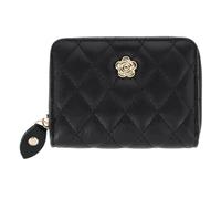 CTM Women's Premium Faux Leather Quilted Look Zip Around Card Case, Black