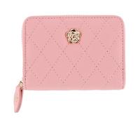 CTM Women's Premium Faux Leather Quilted Look Zip Around Card Case, Pink