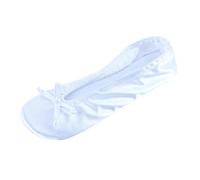 CTM Women's Satin Ballerina Slipper House Shoe, White