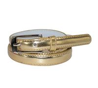 CTM Women's Skinny 3/4 Inch Leather Dress Belt, Medium, Gold