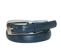 CTM Women's Skinny 3/4 Inch Leather Dress Belt, Medium, Navy