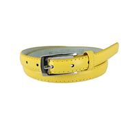 CTM Women's Skinny 3/4 Inch Leather Dress Belt, Medium, Yellow