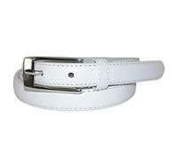 CTM Women's Skinny 3/4 Inch Leather Dress Belt, Small, White