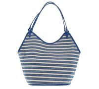 CTM Women's Synthetic Stripe Tote Handbag, Blue