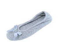 CTM Women's Terry Ballerina Slipper House Shoe, Gray