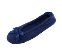 CTM Women's Terry Ballerina Slipper House Shoe, Navy